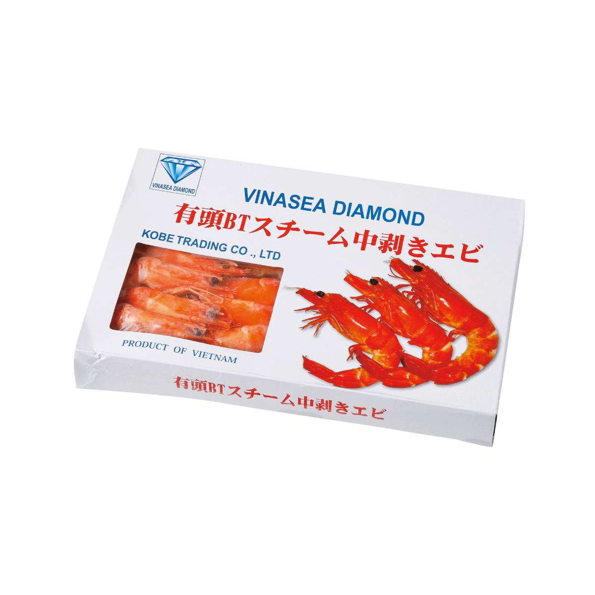 冷凍　有頭ＢＴスチーム中剥きエビ２５尾