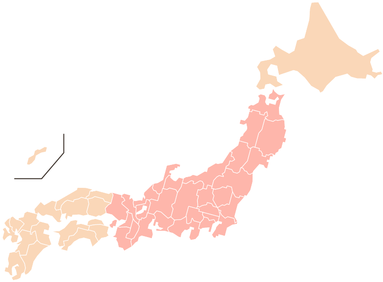 エリア別最短納期の日本地図